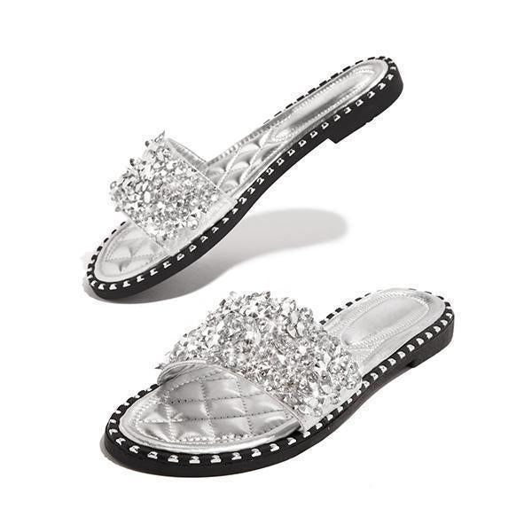 Myquees Casual Beaded Flat Slippers