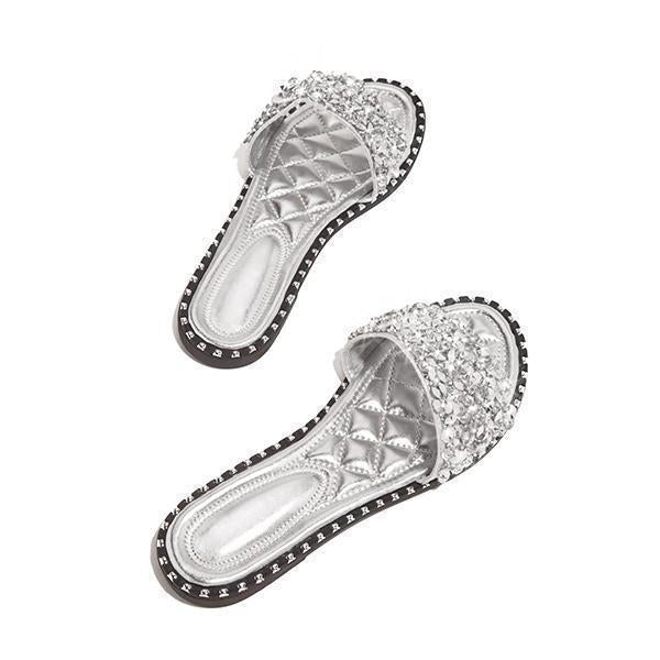 Myquees Casual Beaded Flat Slippers
