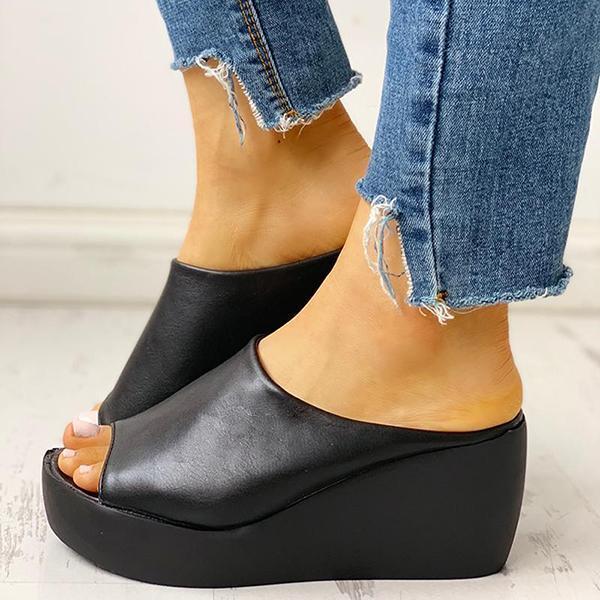 Myquees Summer Simple Comfy Slip-on Wedges