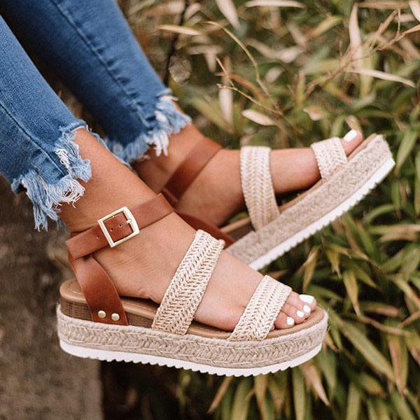 Myquees Aummer Espadrille Buckled Ankle Straps Sandals