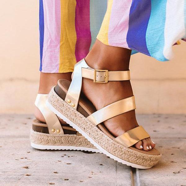 Myquees Aummer Espadrille Buckled Ankle Straps Sandals