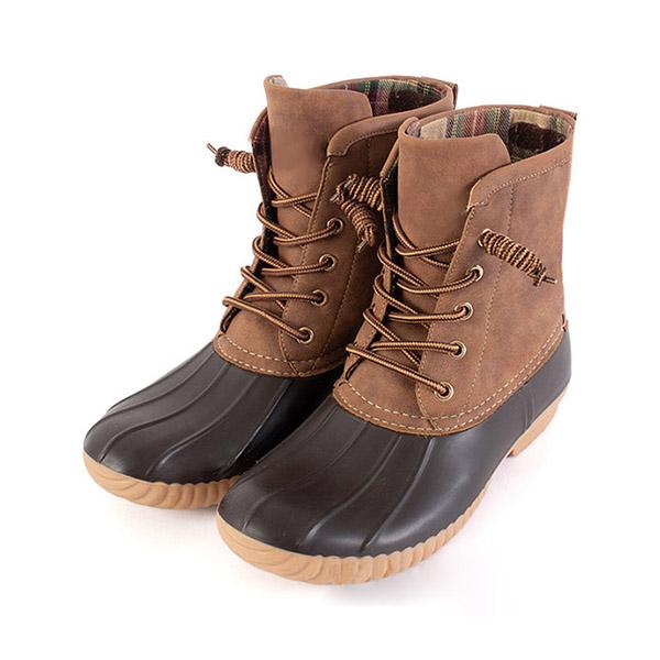 Myquees Women Waterproof Lace Up Duck Boots