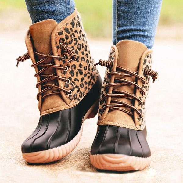 Myquees Women Waterproof Lace Up Duck Boots
