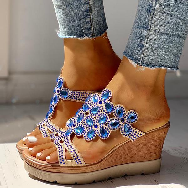 Myquees Studded Platform Wedge Casual Slingback Sandals
