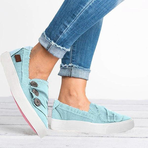 Myquees Women Casual Button Comfy Sneakers