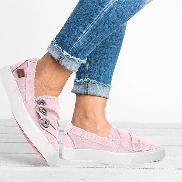 Myquees Women Casual Button Comfy Sneakers