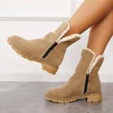 Myquees Warm Fur Lined Snow Boots Blow Heel Winter Ankle Booties