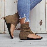 Myquees Hollow out Back Zipper Flat Booties