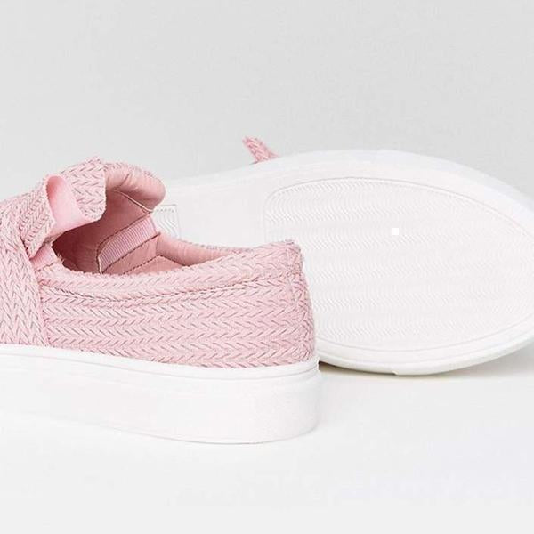 Myquees  Women Knitted Twist Slip On Sneakers