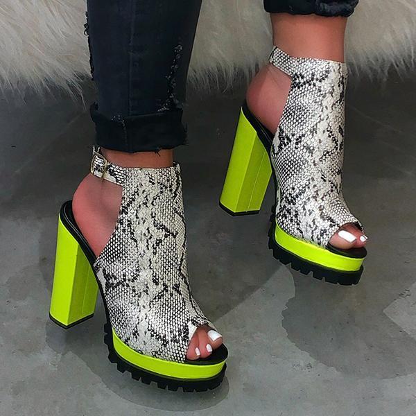 Myquees PU Leather Chunky Heels