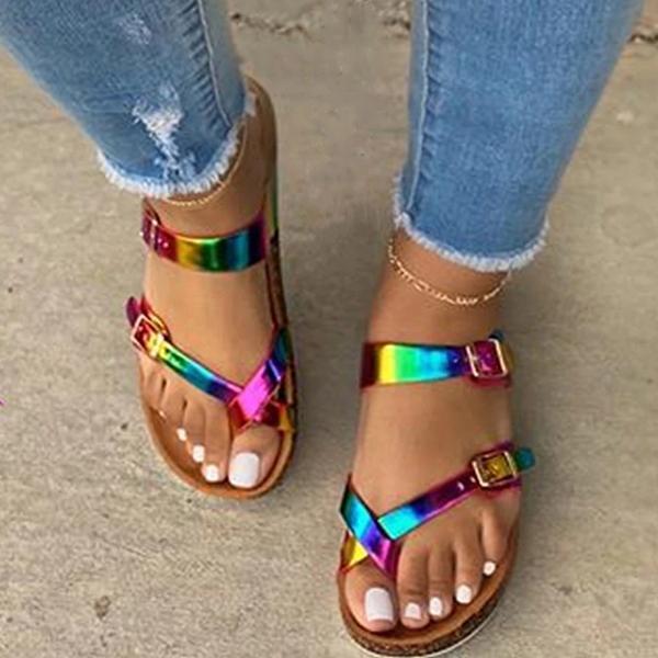 Myquees Fashion Button Summer Sandals