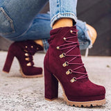 Myquees Suede Chunky Heel Ankle Boots