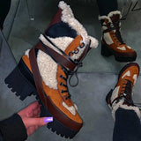 Myquees Stitching Warm Thick-Soled Fashion Autumn Winter Boots