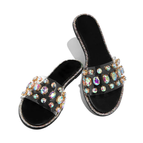 Myquees Gem Slip-On Clear Strap Slippers