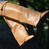 Myquees Stylish Faux Leather Hidden Heel Tall Boots
