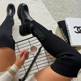 Myquees Knitted Over The Knee Thigh High Long Boots
