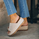 Myquees Daily Faux Suede Espadrille Flatform Sandals