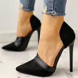 Myquees Elegant Pointed Toe Suede & Pu Pumps