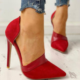 Myquees Elegant Pointed Toe Suede & Pu Pumps