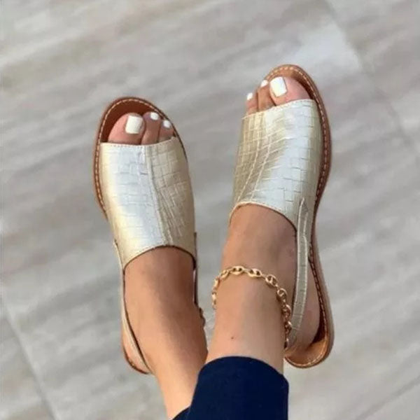 Myquees Casual Simple Embossed Flat Sandals