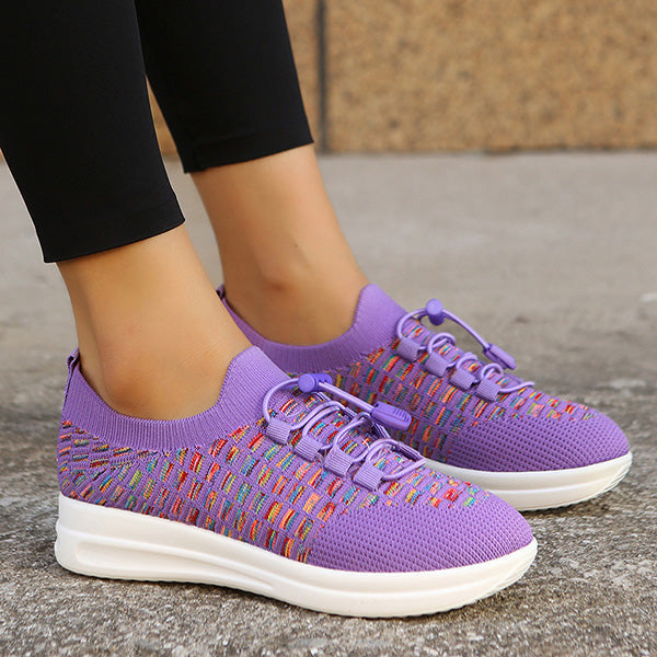Myquees Casual Knitted Breathable Slip-Ons Sneakers