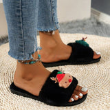 Myquees Fashion Santa Faux Suede Fur Slippers