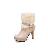 Myquees Trendy Platform High Chunky Heel Ankle Boots