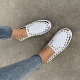 Myquees Fashion Rivet Rhinestone Thick Sole Loafers