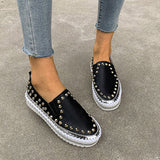 Myquees Fashion Rivet Rhinestone Thick Sole Loafers