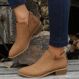 Myquees Casual Suede Low Heeled Ankle Booties