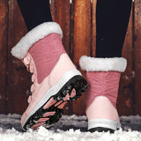 Myquees Winter Furry Warm Lace-Up Snow Boots