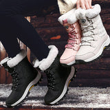 Myquees Winter Furry Warm Lace-Up Snow Boots
