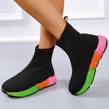 Myquees Casual Knit Multicolor Sole Pull-On Boots