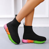 Myquees Casual Knit Multicolor Sole Pull-On Boots