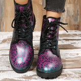 Myquees Stylish Multicolor Print Lace-Up Martin Boots