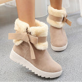 Myquees Thick Warm Cotton Butterfly Knot Snow Boots