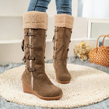 Myquees Winter Lace Up Fur Warm Heeled Boots
