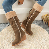 Myquees Winter Lace Up Fur Warm Heeled Boots