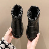 Myquees Metallic Drawstring Design Thermal Lined Snow Boots