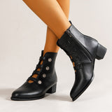Myquees Rivet Hollow Chunky Heeled Ankle Boots