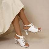 Myquees Sexy Lace-Up Buckle Stiletto Heeled Sandals