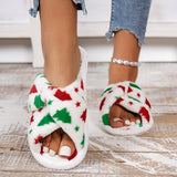 Myquees Christmas Warm Fuzzy Flat Slippers