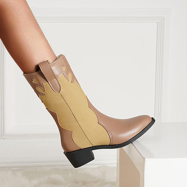 Myquees Pointed Toe Pull-On Western Cowboy Boots