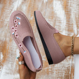 Myquees Casual Knit Breathable Embroidered Flats