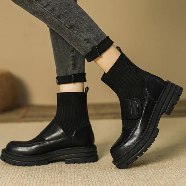 Myquees Slouchy Comfortable Knitting Ankle Boots