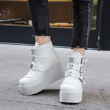 Myquees Casual Punk Platform Thick Heel Buckle Strap Boots