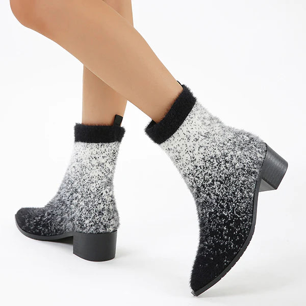 Myquees Chic Block Heeled Stretch Sock Boots