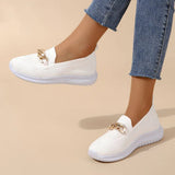 Myquees Square Toe Golden Chain Mesh Casual Shoes