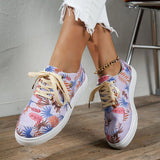 Myquees Multicolor Leaf Print Lace-Up Sneakers