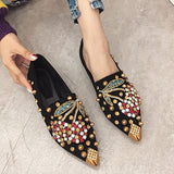 Myquees Gorgeous Rhinestone Pointed Toe Flats
